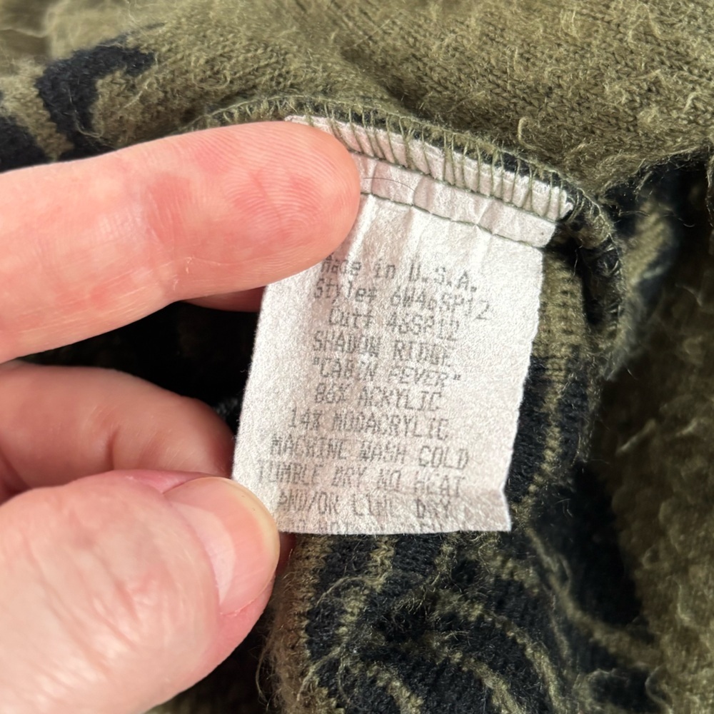 Vintage True Grit Cabin Fever Fleece Jacket Olive Green Nature Print USA Size M - Picture 8 of 10